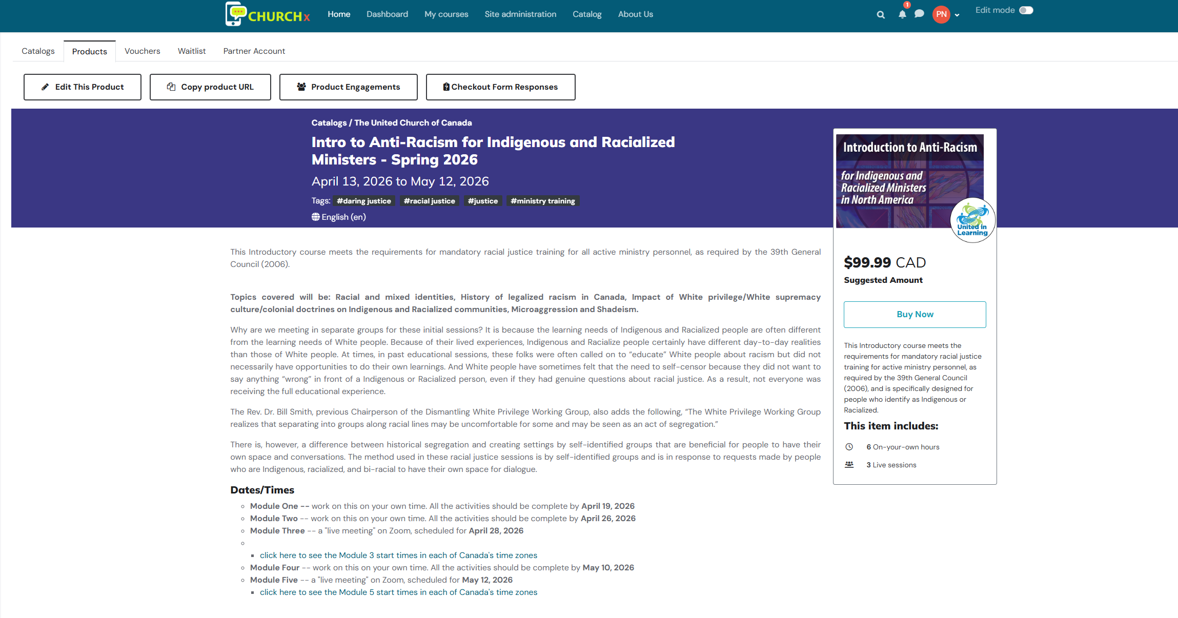 ChurchX Catalog - Product Management Interface