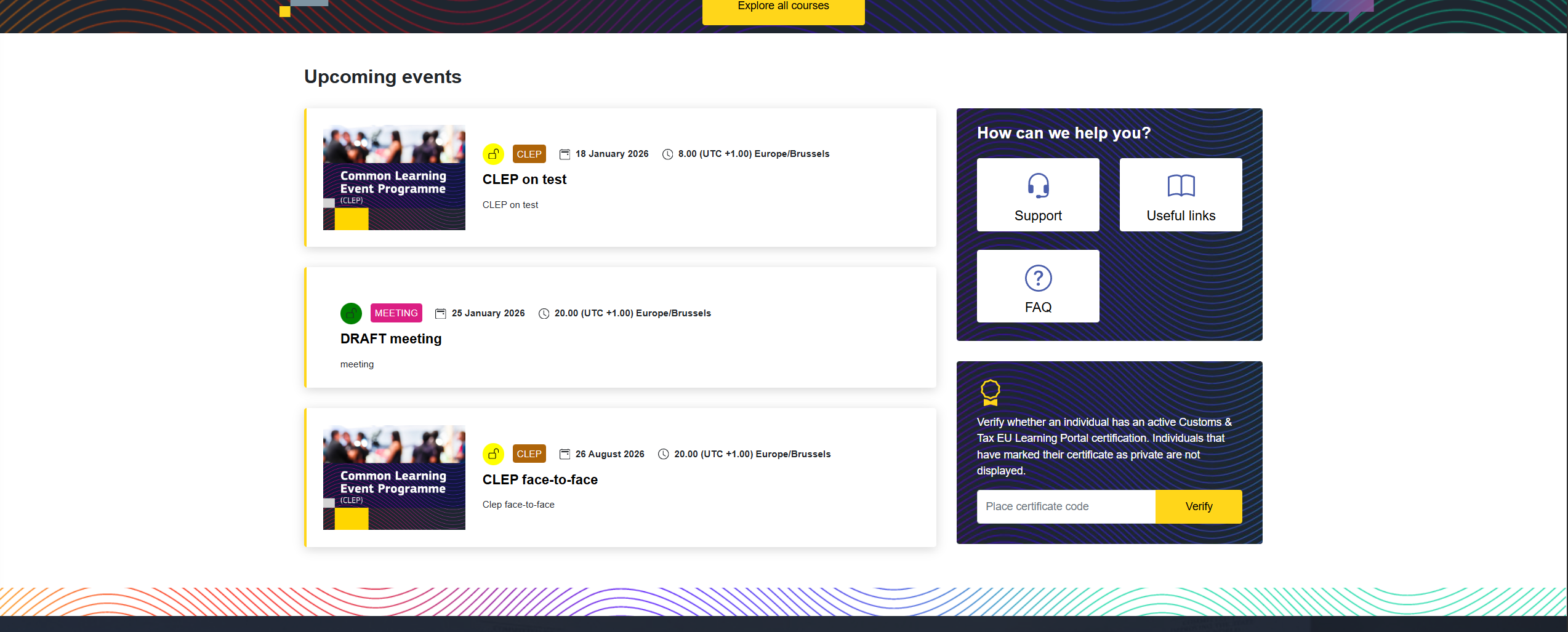 EU Customs Course View - Compliance Training Interface