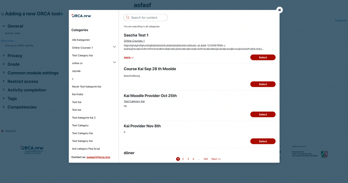 ORCA.NRW Course View - Learning Interface